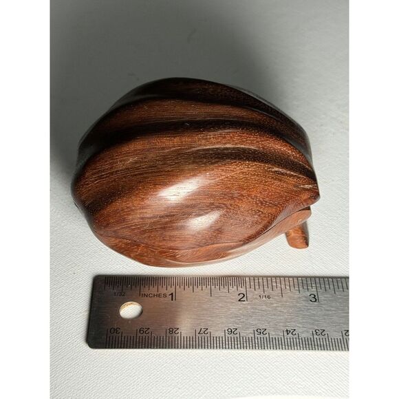 Handcrafted Wooden Shell Trinket Box - Natural Walnut Jewelry Storage Ring Case - Picture 2 of 4